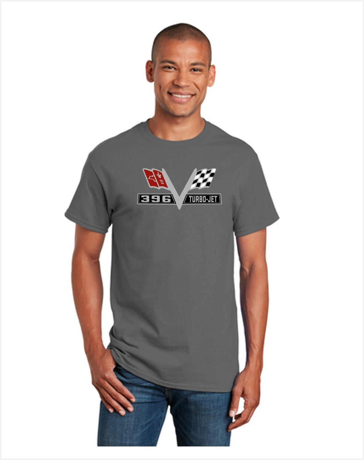 Chevrolet 396 Turbo Jet Air Cleaner Cross Flags T-shirt