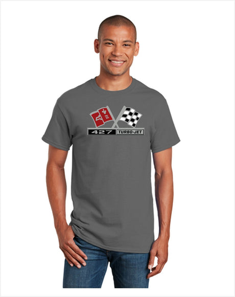 Chevrolet 427 Turbo Jet Air Cleaner Cross Flags T-shirt